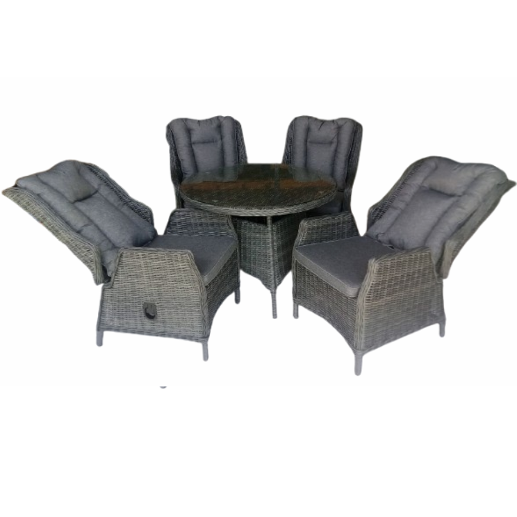 Papagayo Table Grey 100 + 4 Reclining Armchairs