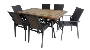 Canarias Arena Table Copper Aluminum 160 + 6 Canarias Plus Chairs