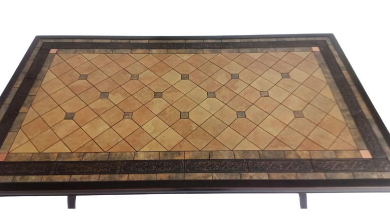 Canarias Terracota Copper Aluminum Table 160 + 6 Canarias Aluminium Copper Chairs