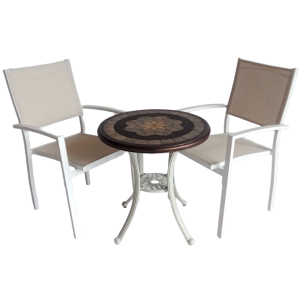 Canarias Arena Copper Aluminium Table 60 + 2 Canarias  Chairs