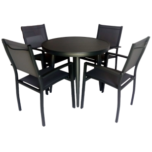 Mesa Canarias Redonda Aluminio  90 + 4 Sillas Canarias Gris