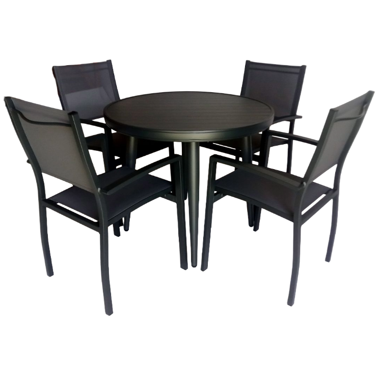 Canarias Round Aluminium Table 90  +  Canarias Aluminium Chairs
