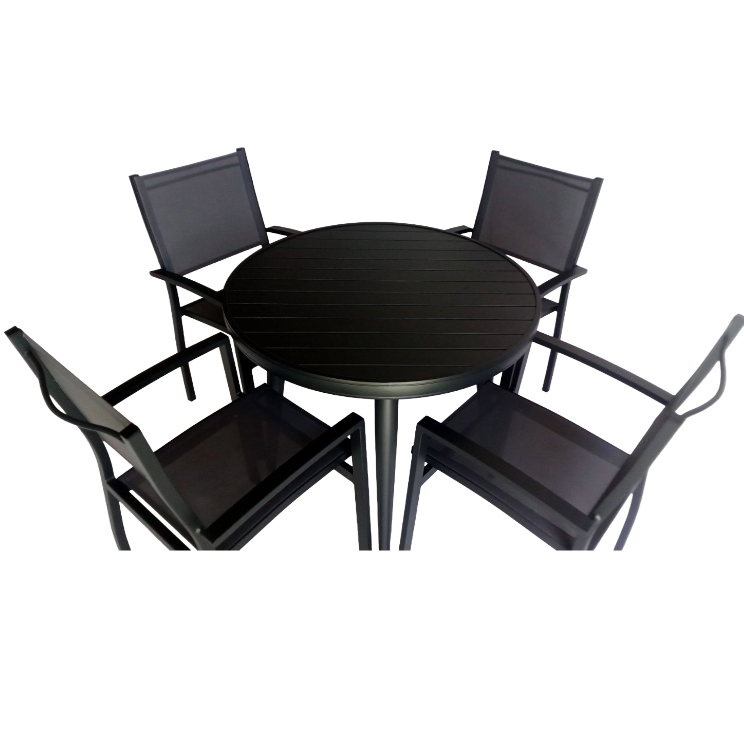 Canarias Round Aluminium Table 90  +  Canarias Aluminium Chairs