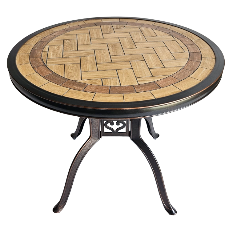 Canarias Arena Copper Table (13)  + 2 Coloradas Armchairs Flat Brown