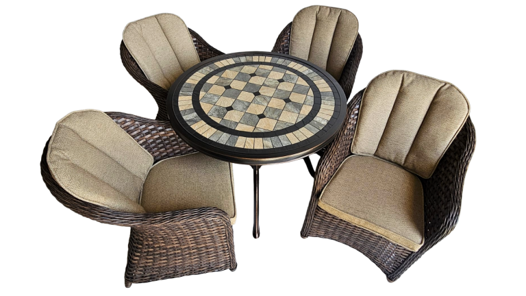 Mesa Canarias Marino Bronce 08 + 4 Sillas Biosfera Brown