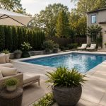 como decorar un patio con piscina