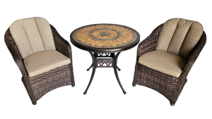 Canarias Terracota Copper Table (14) + 2 Coloradas Armchairs Flat Brown