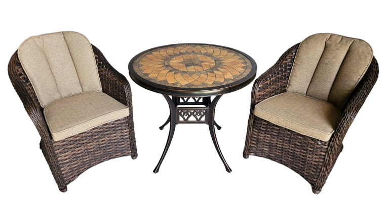 Canarias Terracota Copper Table (14) + 2 Coloradas Armchairs Flat Brown