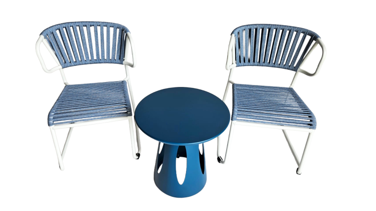 Summer Blue Side Table (30) + 2 Indigo Chairs