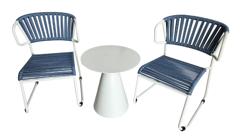 Mesa Auxiliar Tea Blanco (27) + 2 sillas Índigo