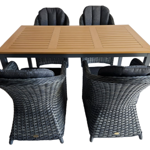 Mesa Family Polywood Gris Oscuro +4 sillas Colorada Gris Flat