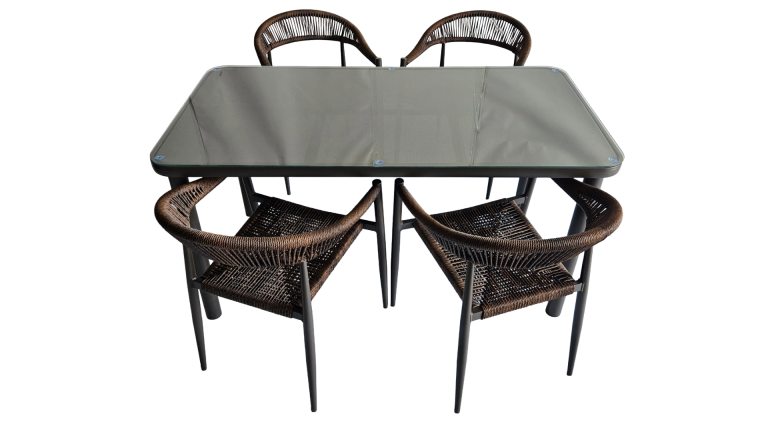 Mesa Family Teslin Marrón Café + 4 Sillas Verano Marrón